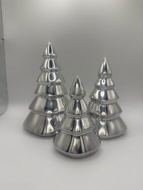 Nambe Silver Metallic Holiday Tree Trio Décor